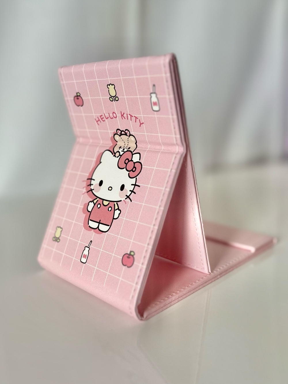Hello Kitty Compact Foldable Travel Mirror w Stand NWT Sanrio Japan Exclusive